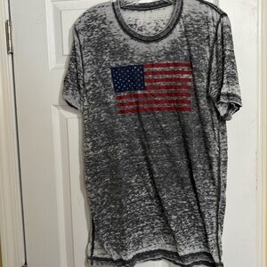 Gray distressed American flag t shirt